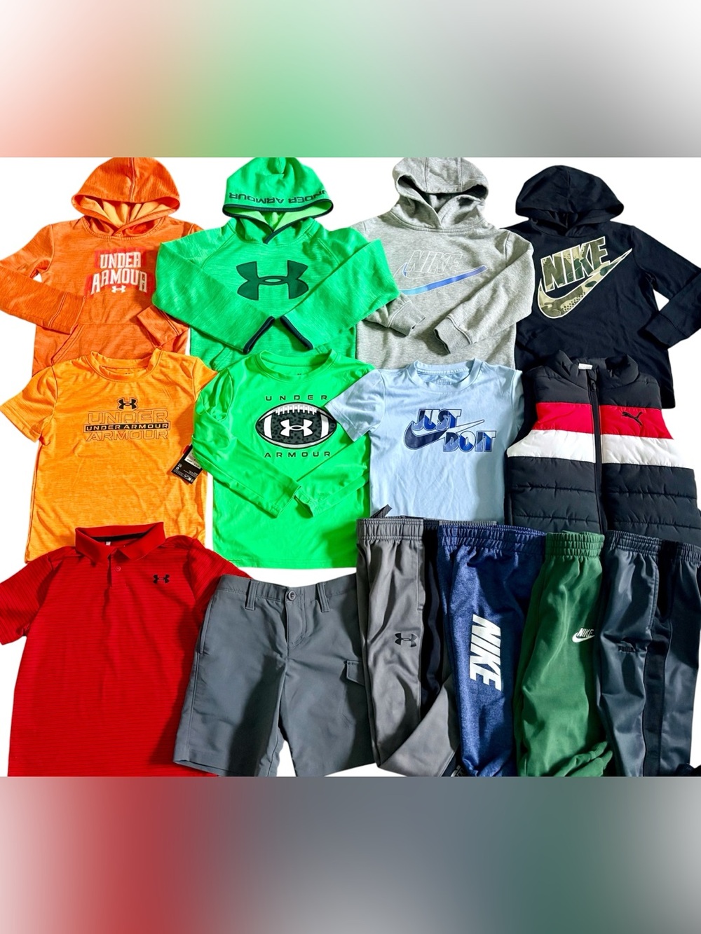 BOYS SIZE 6 NIKE, UNDER ARMOUR AND PUMA (5 NEW) BACK TO SCHOOL CLOTHING BUNDLE!